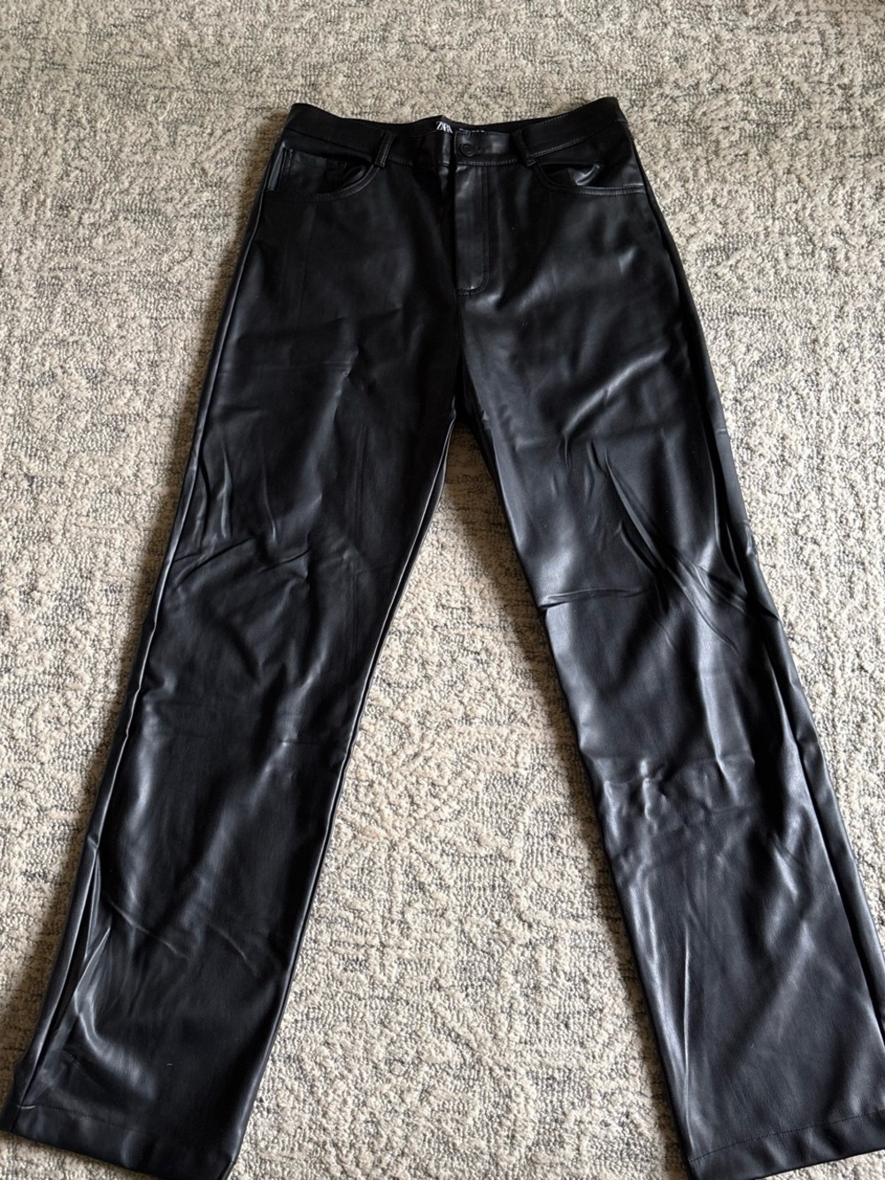 Zara Black Faux Leather Pants with Label